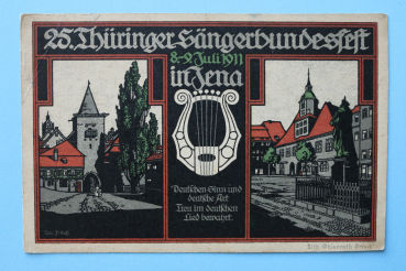 Ansichtskarte Künstler Litho Steinzeichnung Künstler Fr Saß AK Jena 1911 25 Sängerbundfest Sängerbund Häuser Ortsansicht Architektur Thüringen